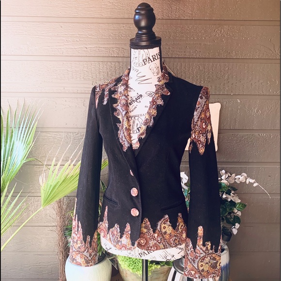 Moschino Jeans Brown Gold Gray Blazer Jacket 6 - Picture 4 of 7